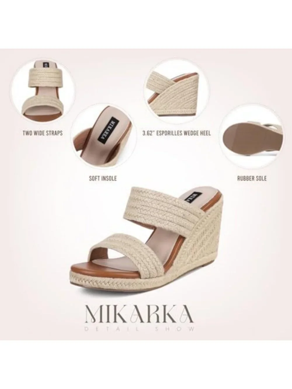Stylish Open Toe Wedge Sandals for Women - Comfortable Espadrille Slide Heels